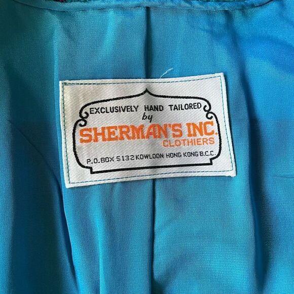 Vintage Teal Plaid Tweed Belted Jacket in Hand Tailored in 1969 by Sherman’s Inc - Picture 8 of 11